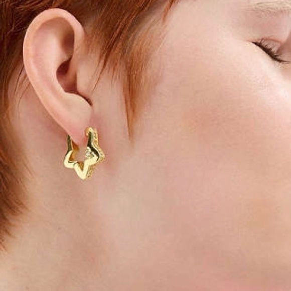 Coach Gold Star-Shaped Hoop Earrings - Picture 2 of 8